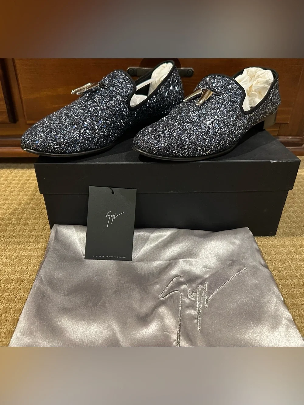 Giuseppe Zanotti Men’s Glitter Tassel Slip-Ons 12M